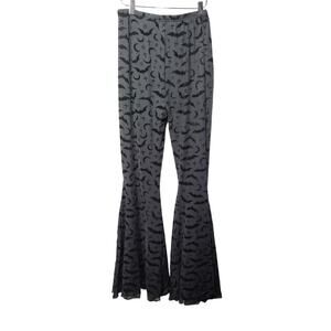 Romwe Womens Sz XL Sheer Burnout Velvet Halloween Flare Pants Pull On Goth Witch
